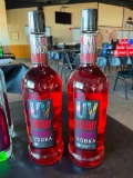 2 Sealed UV Cherry Vodka 1 Liter Bottles