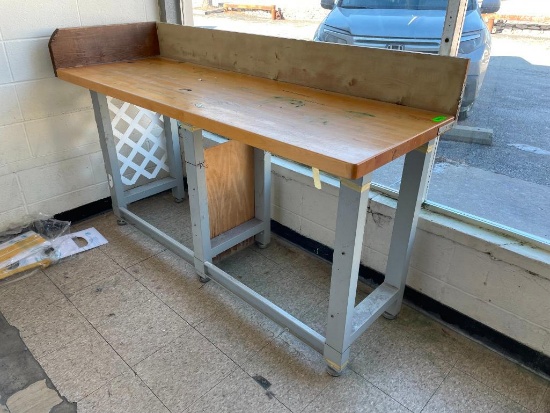 HD Work Bench, Steel Frame, Solid Wood Top, 24in x 72in x 38in