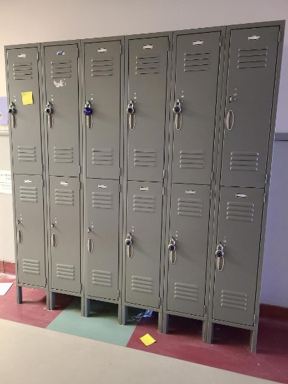Metal Lockers, 12 Total Units in Cabinet, by Global