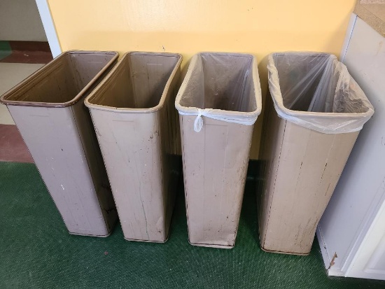 Four Metal Slim Jim Trash Cans, Sold One Price for All Four