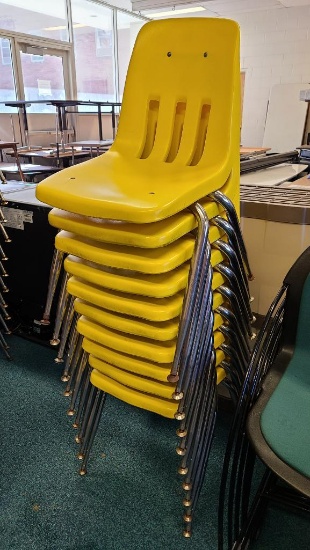Lot of 10 Matching Yellow Molded Plastic Stack Chairs, Sold 10x$