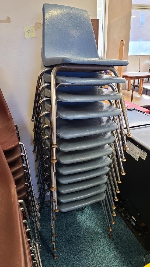 Lot of 12 Matching Blue Molded Plastic Stack Chairs, Sold 12x$