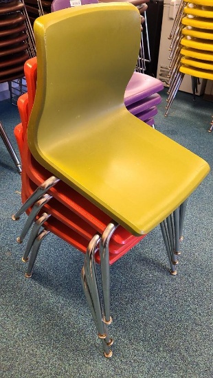 Lot of 4 Molded Plastic Stack Chairs, Sold All for One Bid