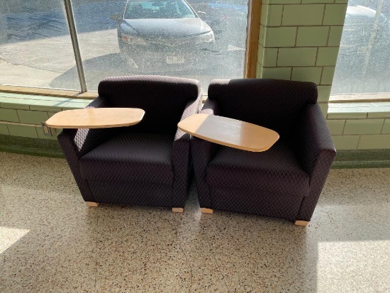Pair of Brayton International Reception/Residential Lounge Chairs w/ Attached Table