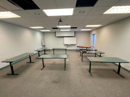 Lot of 7 Matching Adjustable Height Laminate Top Classroom Tables w/ 1 Other Table