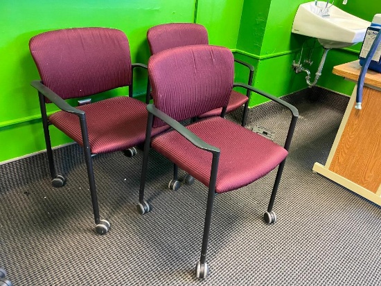 Kimball Office Mobile Lobby or Task Chairs, Matched Set of 3, Sold 3x$
