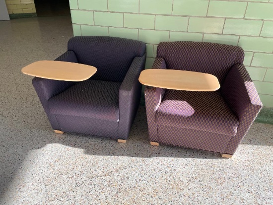 Pair of Brayton International Reception/Residential Lounge Chairs w/ Attached Table