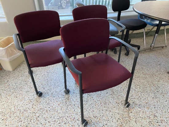 Kimball Office Mobile Lobby or Task Chairs, Matched Set of 3, Sold 3x$