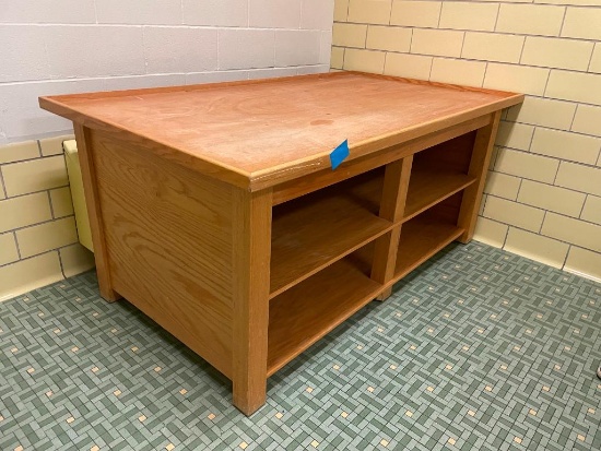 Well Built Functional Wood Work Table w/ Storage Shelves