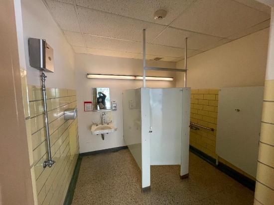 Commercial Restroom Fixtures, Stalls, Mirror, Towel & Soap Dispenser