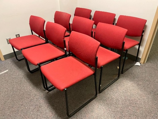 Lot of 9 Modern Lobby Chairs, Red, Sold 9x$ - 2013D - Sold by the Chair x's 9