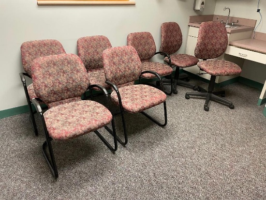 7 Matching Chairs, 5 Lobby Chairs, 2 Office Chairs, Sold 7 x's High Bid, 7x$ - 2094