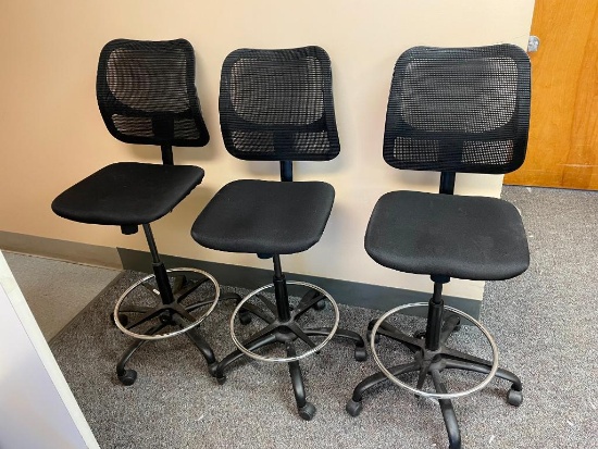 Lot of 3 High Top Mobile Office Chairs - 2063