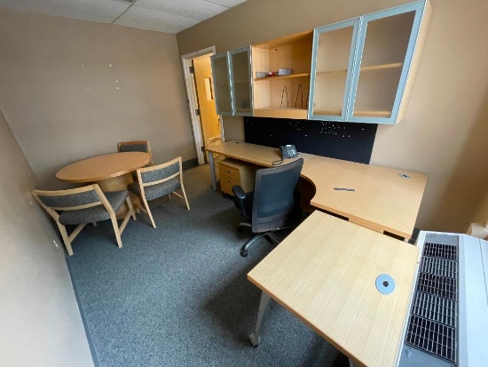 Modern Office Suite Furniture Set, Mid-Century Design, Table 2 Chairs, Bookcase, Side Table & Desk