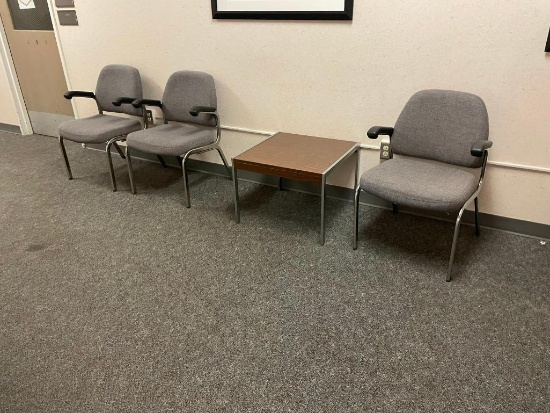 Three Lobby Chairs, 1 Lobby Table - 3026