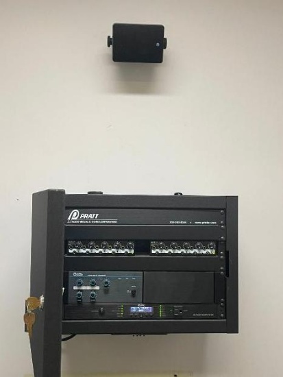 Pratt AV Rack w/ Components: Atlas Sound AA35 Mixer Amplifier, Rolls Headphone Amp, APC G5 Rack