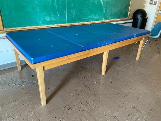 Wood Table w/ Inset & Padded Gym Mat Topper