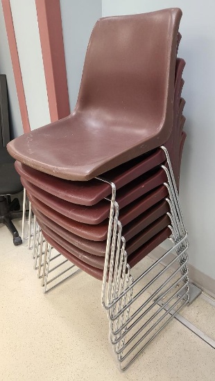 Lot of 7 Molded Plastic Krueger Intern'l Classroom Chairs, Matching Stack Chairs 7x$