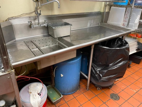 Stainless Steel Return Tables, One w/ Sink (For Ea. Side of Dishwasher, Dishwasher NOT Included)