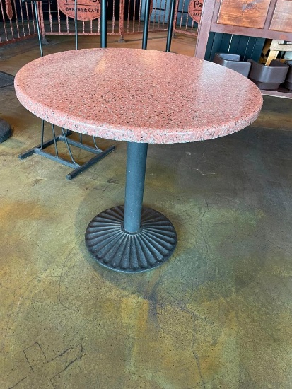 Restaurant Table, Granite-Like Top, Pedestal Base, 30in Round, 29in H