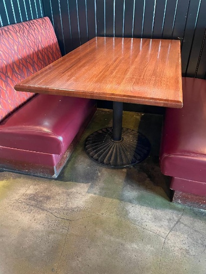 Restaurant Table, Solid Wood Top, Pedestal Base, 48in x 30in x 29.5in H