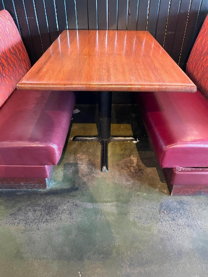 Restaurant Table, Solid Wood Top, Pedestal Base, 48in x 30in x 29.5in H