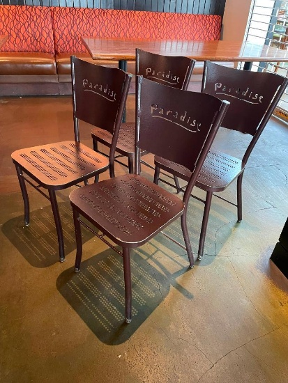 Restaurant Chairs, Lot of 8, HD Metal Frame & Seat/Back, Die Cut Paradise Chair Back Sold 8x$