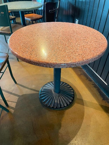 Restaurant Table, Granite-Like Top, Pedestal Base, 30in Round, 29in H