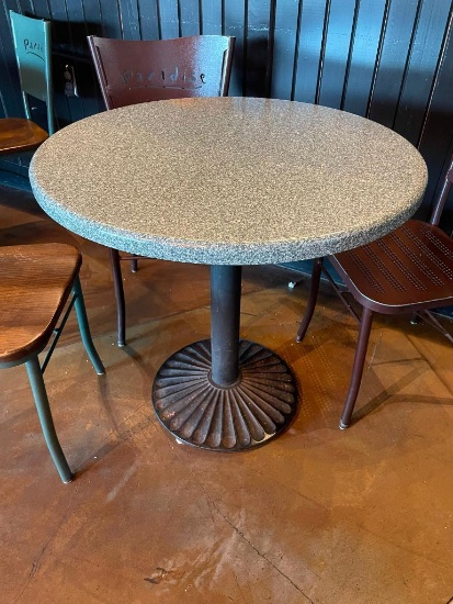 Restaurant Table, Granite-Like Top, Pedestal Base, 30in Round, 29in H