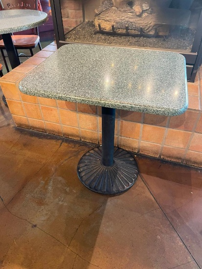 Restaurant Table, Granite-Like Top, Pedestal Base, 27in x 22in, 29in H