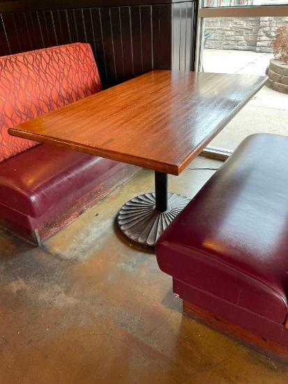 Restaurant Table, Solid Wood Top, Pedestal Base, 48in x 30in x 29.5in H