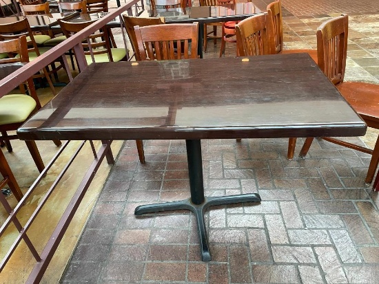 Restaurant Table, Solid Wood Top, Pedestal Base, 29in x 47in x 29.5in H
