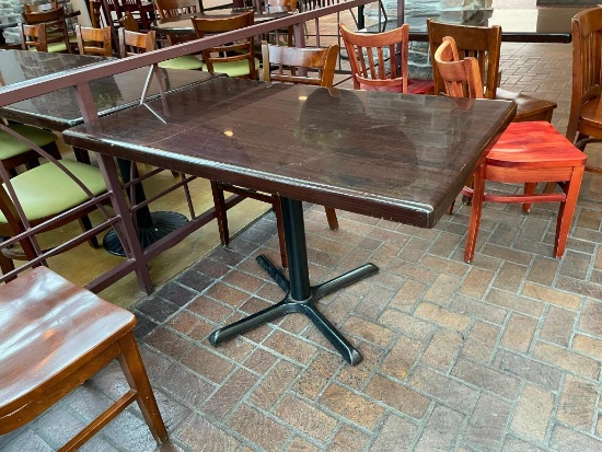 Restaurant Table, Solid Wood Top, Pedestal Base, 29in x 47in x 29.5in H