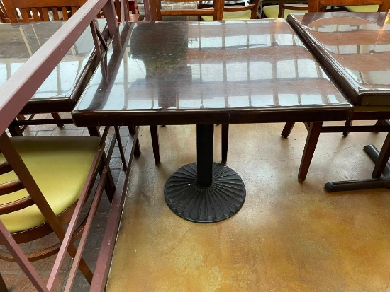 Restaurant Table, Single Pedestal Base, Solid Wood Top, 30in x 30in x 29.5in H