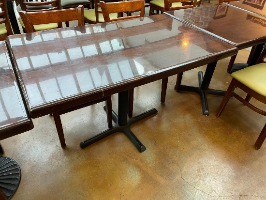 Restaurant Table, Single Pedestal Base, Solid Wood Top, 30in x 48in x 29.5in H
