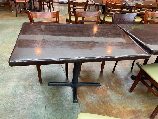 Restaurant Table, Single Pedestal Base, Solid Wood Top, 30in x 30in x 29.5in H