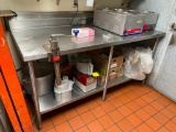 Stainless Steel NSF Prep Table w/ Under Shelf and Back Splash 72in x 32in x 36in w/ Edlund Can