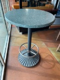 Pub Table, Granite-Like Top, Pedestal Base w/ Foot Rest, 30in W, 43in H