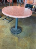 Restaurant Table, Granite-Like Top, Pedestal Base, 30in Round, 29in H