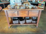Solid Wood 3-Drawer Merchandising Table w/ Under-Shelf 60in x 24in x 38in H