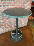 Pub Table, Granite-Like Top, Pedestal Base w/ Foot Rest, 30in W, 43in H