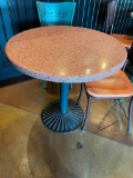 Restaurant Table, Granite-Like Top, Pedestal Base, 30in Round, 29in H