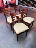 Restaurant Chairs, Wood Framed Ladder Back Chair w/ Cushion Seat, Sold 4x$