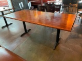 Restaurant Table, Solid Wood Top, Double Pedestal Bases, 72in x 36in x 29.5in H