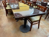 Restaurant Table, Single Pedestal Base, Solid Wood Top, 30in x 30in x 29.5in H