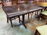 Restaurant Table, Single Pedestal Base, Solid Wood Top, 30in x 30in x 29.5in H