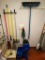 Janitorial Supplies, 2 Mop Buckets, Brooms and Mops