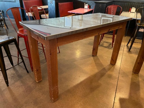 Stainless Steel Top High Top Table, Handmade in Workshop, Sturdy, 42in H, 72in x 30in