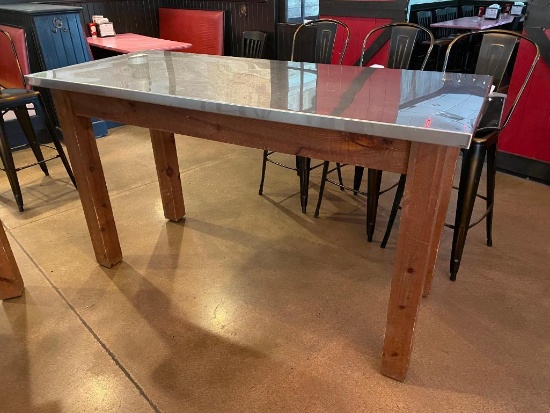 Stainless Steel Top High Top Table, Handmade in Workshop, Sturdy, 42in H, 72in x 30in