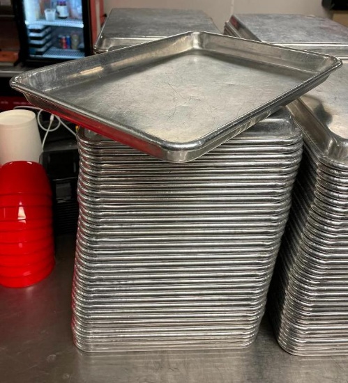 Lot of 12 WINCO ALXP-1013 Quarter Size Bun / Sheet Pans 13in x 9-1/2in 20 Ga. Alum.